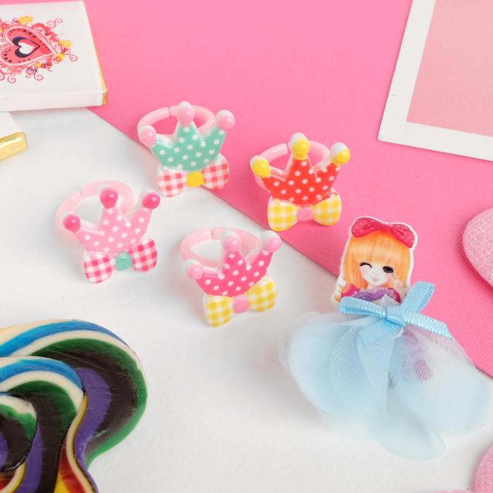 Набор детский "Выбражулька" 5 предметов: брошь, 4 кольца, принцесса, цвет МИКС