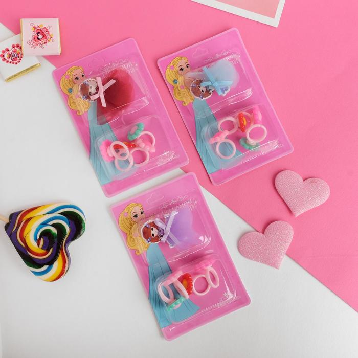 Набор детский "Выбражулька" 5 предметов: брошь, 4 кольца, куколка, цвет МИКС