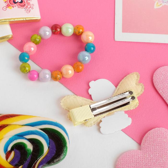 Набор детский "Выбражулька" 2 предмета: заколка, браслет, девочка с крылышками, цвет МИКС