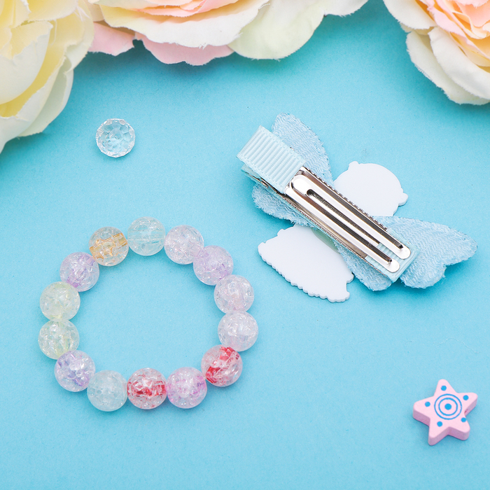 Набор детский "Выбражулька" 2 предмета: заколка, браслет, девочка с букетом, цвет МИКС