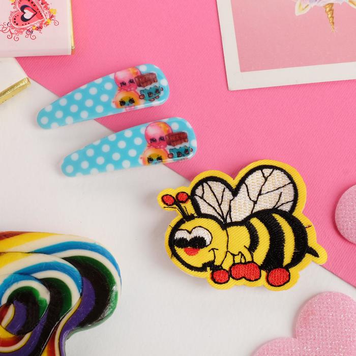 Набор детский "Выбражулька" 3 предмета: 2 заколки, брошь, пчелка, цвет МИКС