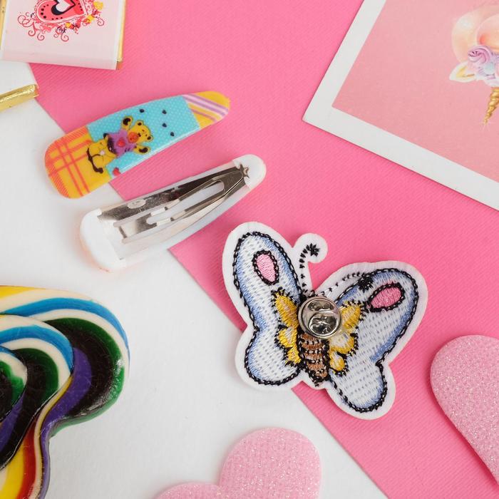 Набор детский "Выбражулька" 3 предмета: 2 заколки, брошь, бабочка, цвет МИКС