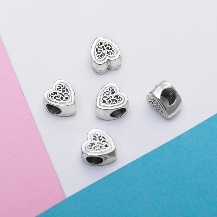 Талисман "Сердце в узорах", цвет серебро
