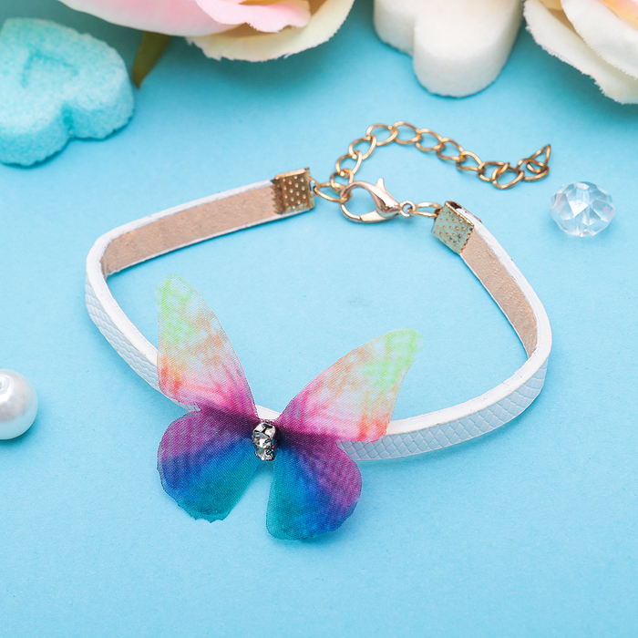Браслет кожа Butterfly, цвет белый