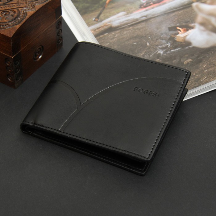 Портмоне мужское, 1 отдел, для карт, монет, цвет чёрный