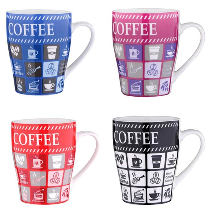 Набор кружек Wellberg Coffee, 4 кружки, 330 мл