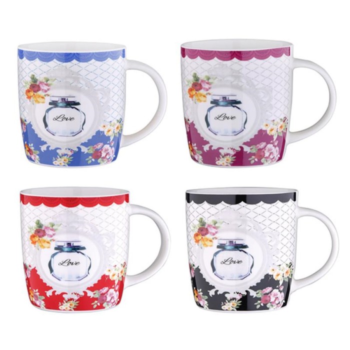Набор кружек Wellberg Love, 4 кружки, 330 мл