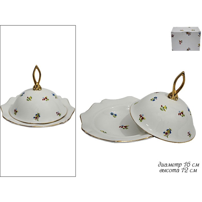 Блюдо с крышкой "Полевые Цветы" , фарфор, 16 см