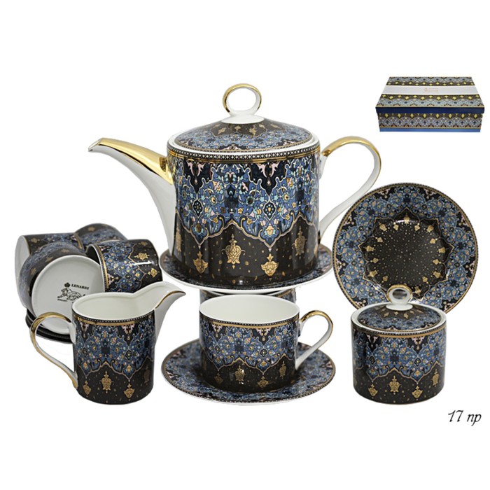Чайный сервиз фарфор, 17 предметов, восточный узор