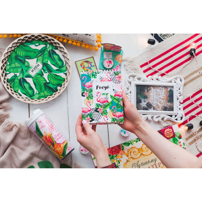 Скетчбук на гребне "Рисуй", твёрдая обложка, А6, 80 листов