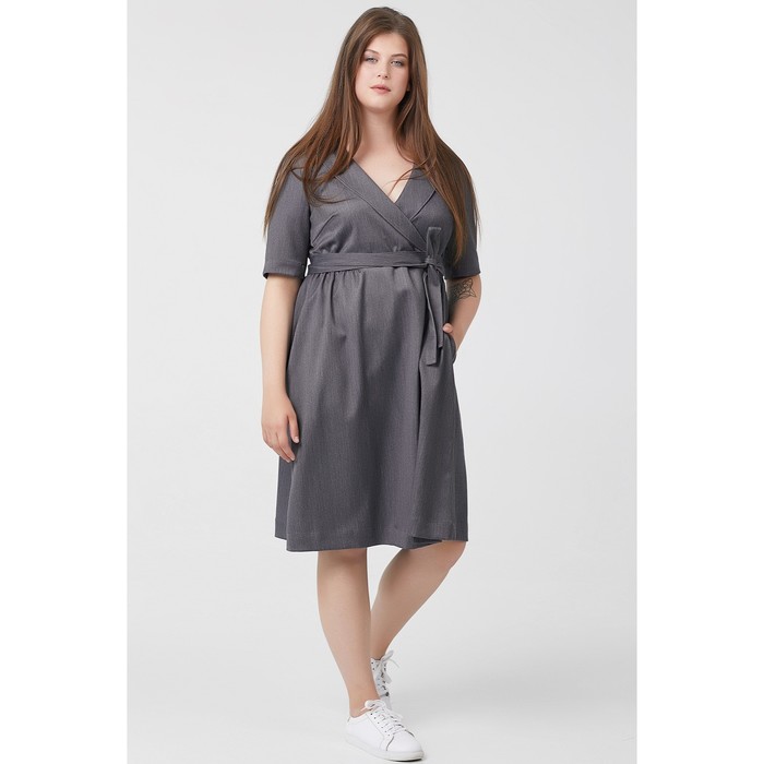 Платье женское, размер 52, цвет серый меланж 2-111-01