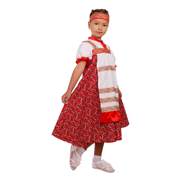 Карнавальный костюм "Василиса", сарафан с понёвой, повязка, р-р 30, рост 110-116 см