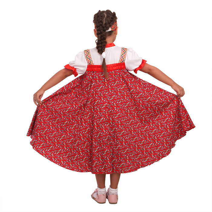 Карнавальный костюм "Василиса", сарафан с понёвой, повязка, р-р 30, рост 110-116 см