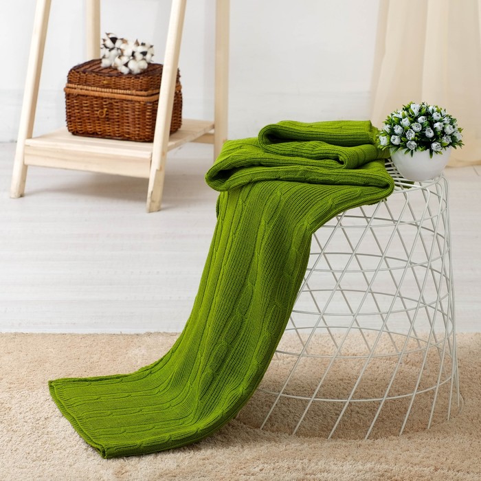 Плед цвет аспарагус, 7С1692-Д42, 180х140 см, 295 г/м2, 100% пан (акрил)