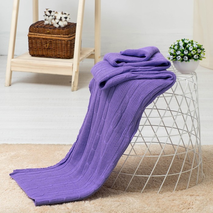 Плед цвет колокольчик, 7С1692-Д42, 180х140 см, 295 г/м2, 100% пан (акрил)