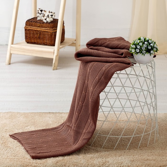 Плед цвет молочный шоколад, 7С1692-Д42, 180х140 см, 295 г/м2, 100% пан (акрил)