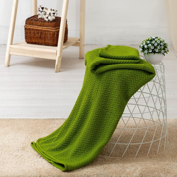 Плед цвет аспарагус,7С1693-Д43,180х140 см, 210 г/м2, 100% пан (акрил)