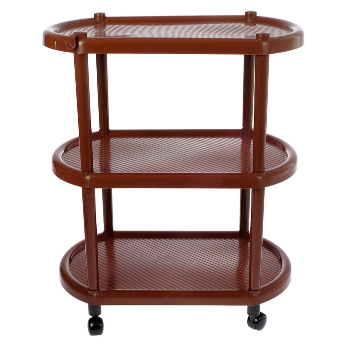 Этажерка овальная 3-х секционная на колесах, цвет МИКС