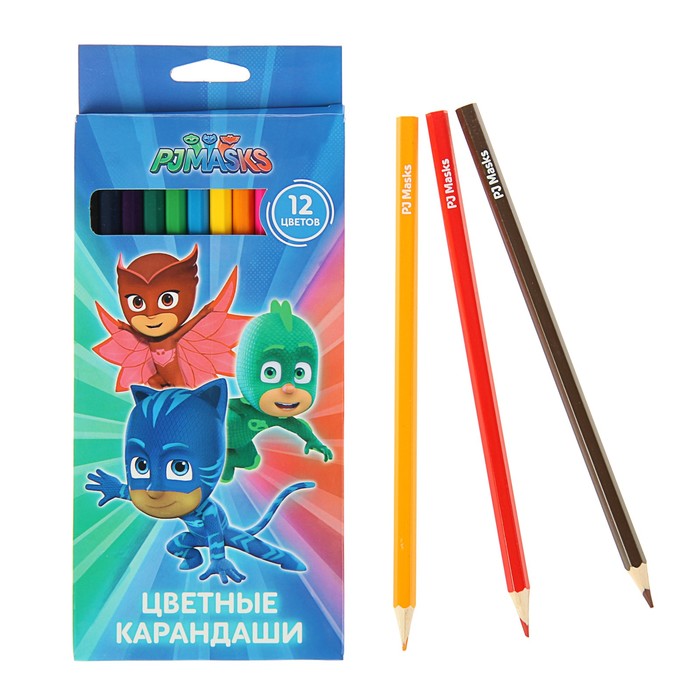 Карандаши 12 цветов "Герои в масках", трехгранные