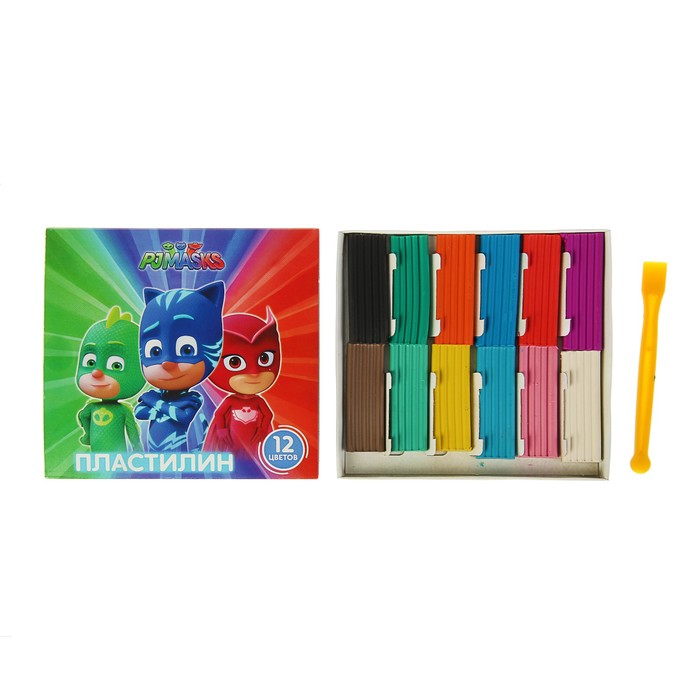 Пластилин 12 цветов по 15г "Герои в масках"