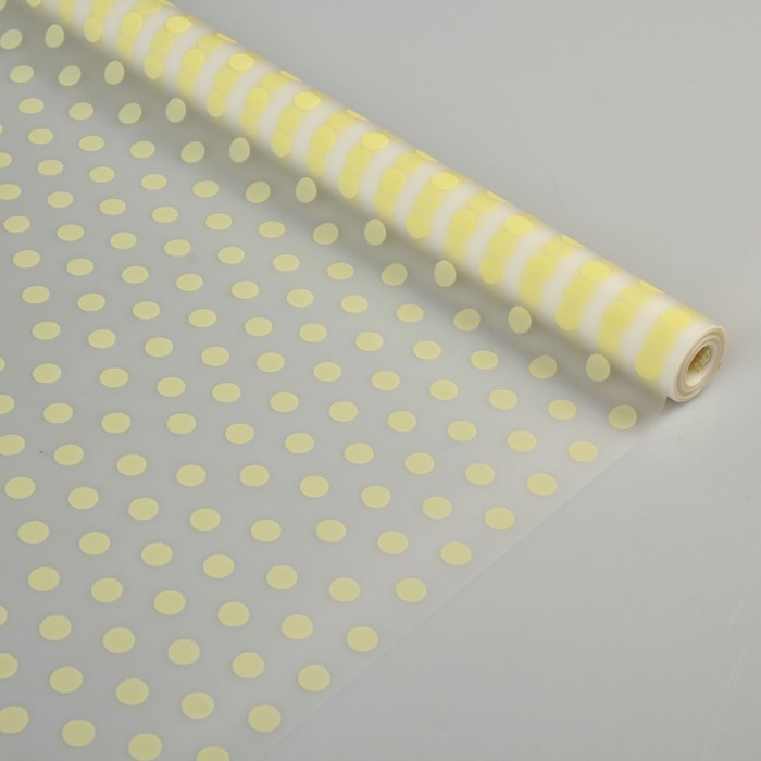 Пленка для цветов и подарков матовая "Горошек" кремовый 0.6 х 8.2 м, 35 мкм