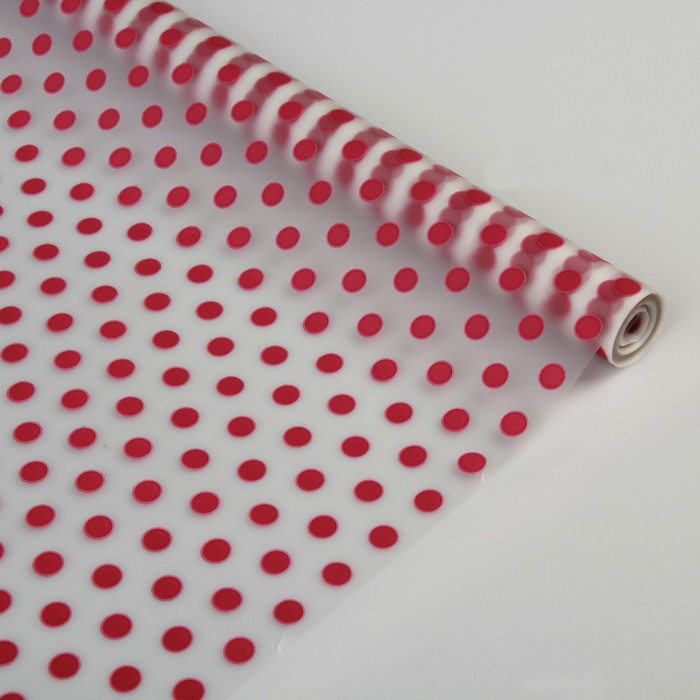 Пленка для цветов и подарков матовая "Горошек" марсала, 0.6 х 8.2 м