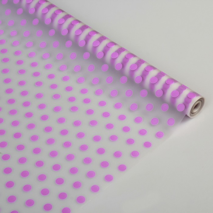 Пленка для цветов и подарков матовая "Горошек" сиреневый 0.6 х 8.2 м, 35 мкм