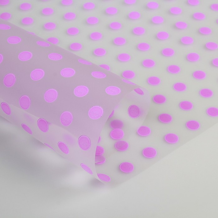 Пленка для цветов и подарков матовая "Горошек" сиреневый 0.6 х 8.2 м, 35 мкм