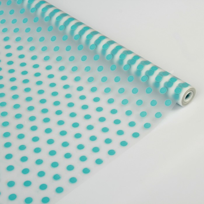 Пленка для цветов и подарков матовая "Горошек" тиффани 0.6 х 8.2 м, 35 мкм
