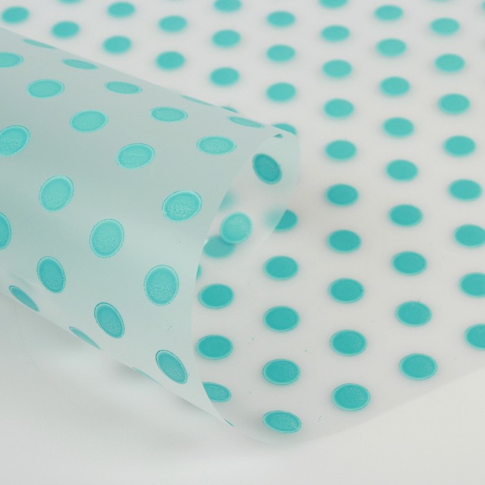 Пленка для цветов и подарков матовая "Горошек" тиффани 0.6 х 8.2 м, 35 мкм
