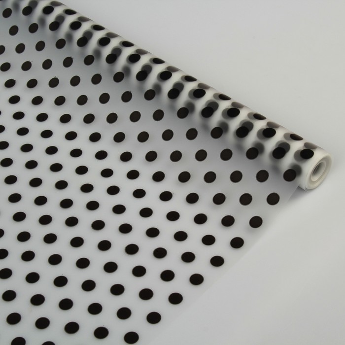 Пленка для цветов и подарков матовая "Горошек" черный 0.6 х 8.2 м, 35 мкм