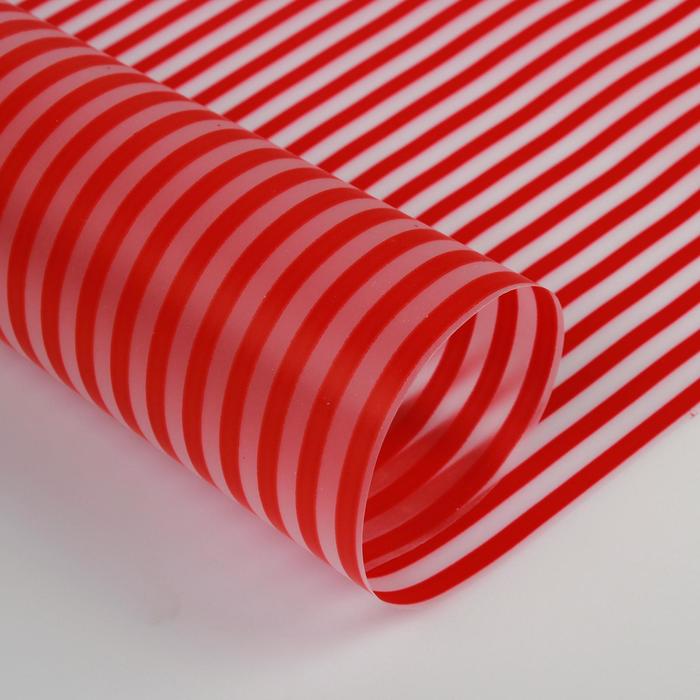 Пленка для цветов и подарков матовая "Полоски" красный 0.6 х 8.2 м, 35 мкм