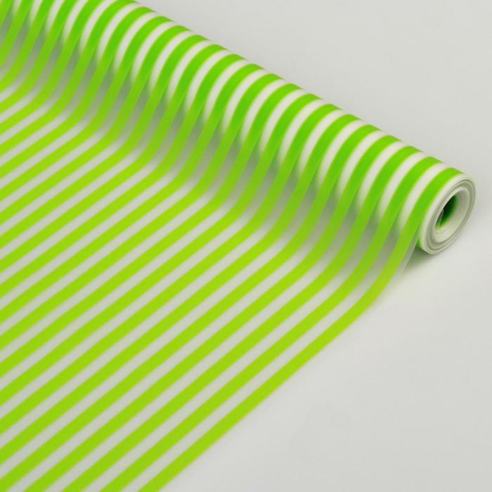 Пленка для цветов и подарков матовая "Полоски" салатовый 0.6 х 8.2 м, 35 мкм
