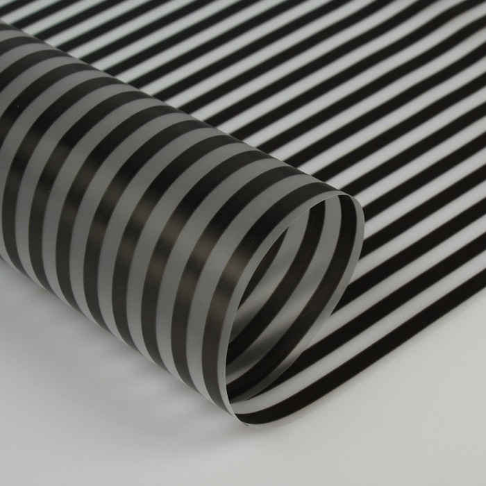 Пленка для цветов и подарков матовая "Полоски" черный 0.6 х 8.2 м, 35 мкм