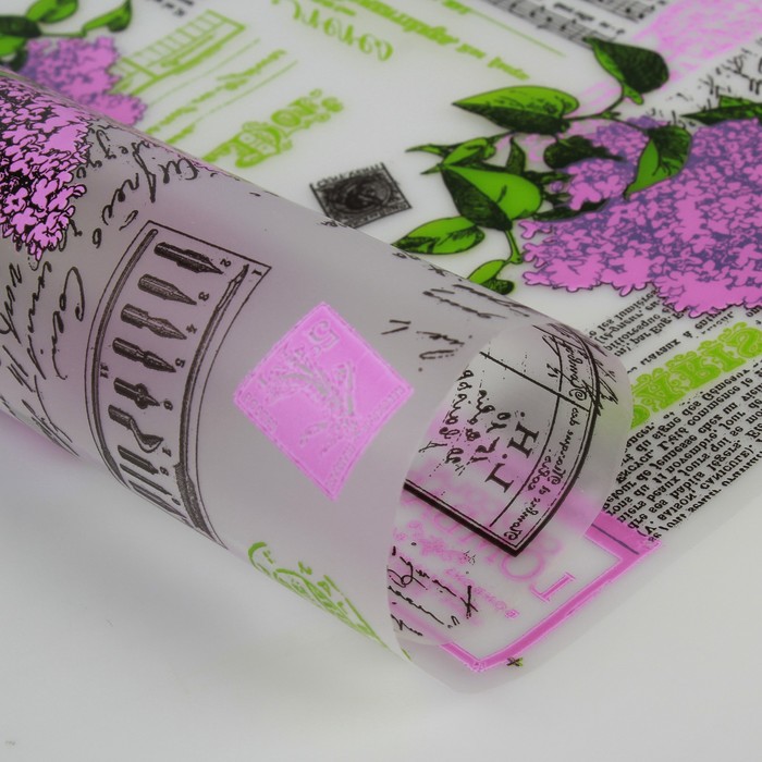 Пленка для цветов и подарков матовая "Сирень" сиреневый 0.7 х 8.2 м, 35 мкм