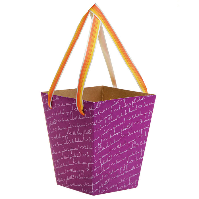 Переноска для цветов, сирень с рисунком, 17 х 20 х 12 см