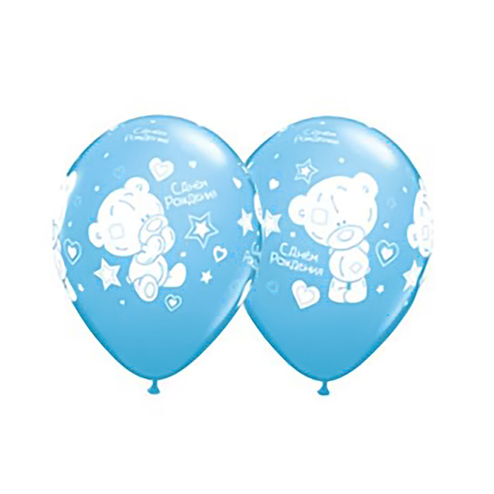 Шар латексный 11" "Me To You С днем рождения" малыш, голубой 25 шт., Q