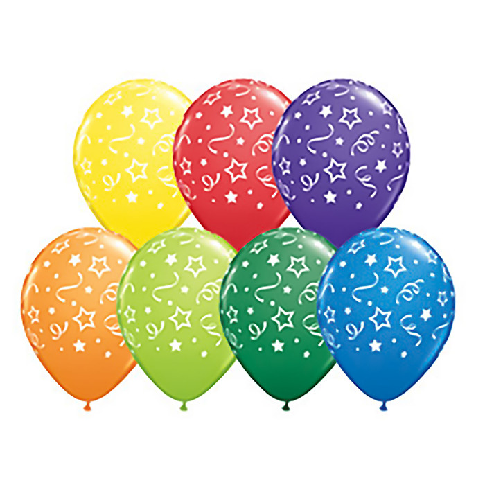 Шар латексный 11" "Звезды и конфетти" 25 шт., МИКС Q