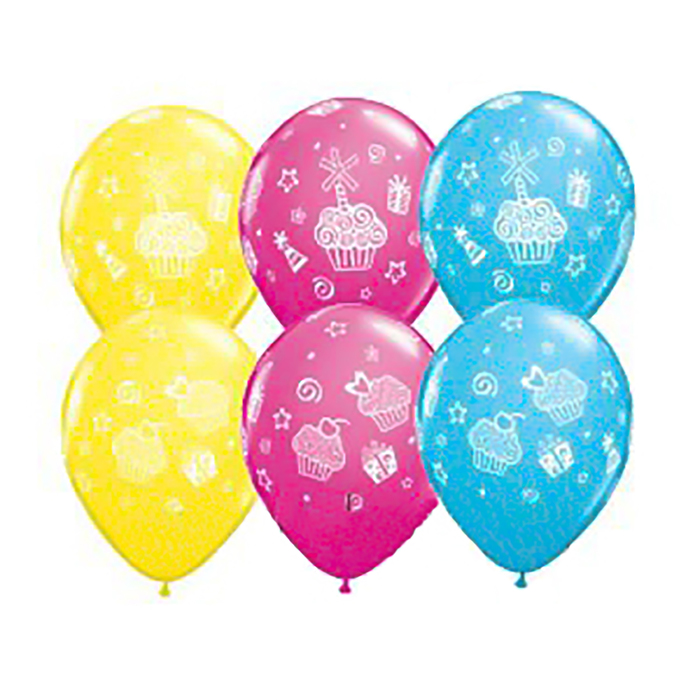 Шар латексный 11" "Кексы и подарки", набор 25 шт., цвета МИКС