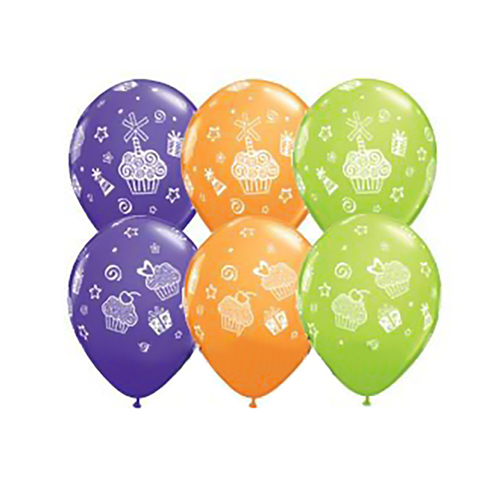 Шар латексный 11" "Кексы и подарки", набор 25 шт., цвета МИКС