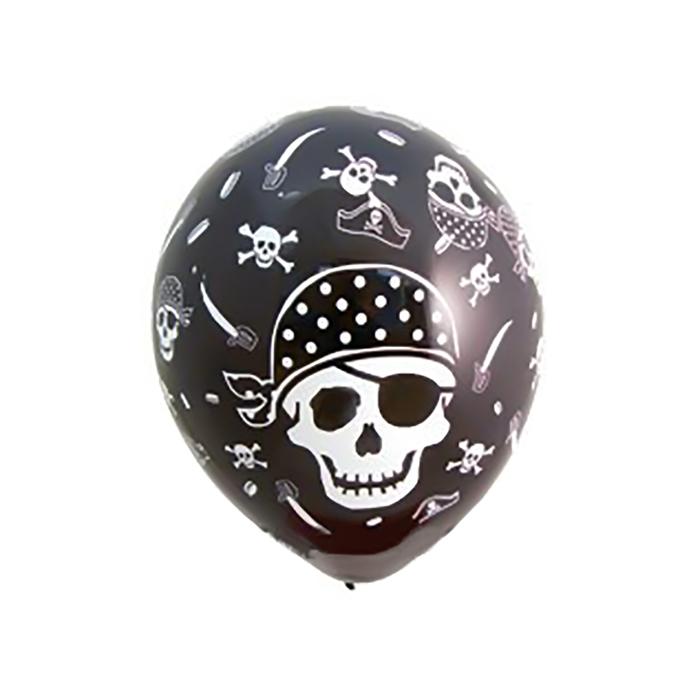 Шар латексный 11" "Пиратский череп", черный 25 шт., Q