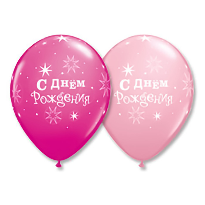 Шар латексный 11" "С днем рождения", искры, розовый, 25 шт., Q