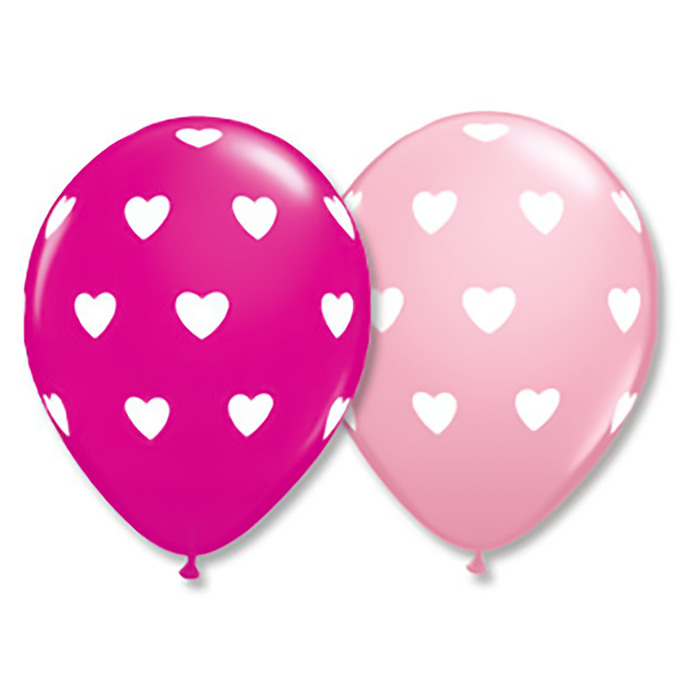 Шар латексный 11" "Сердца большие", розовый, 25 шт., Q