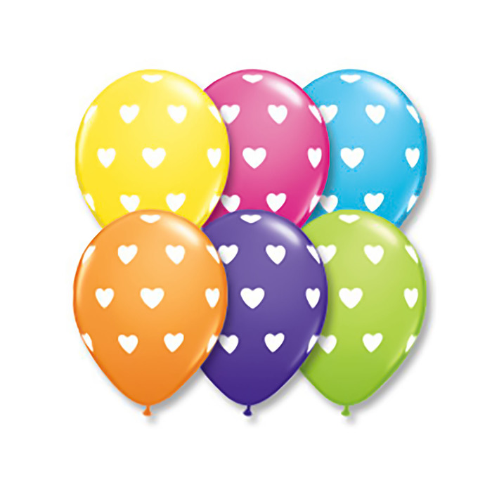 Шар латексный 11" "Сердца большие", цвет Микс 50 шт., Q