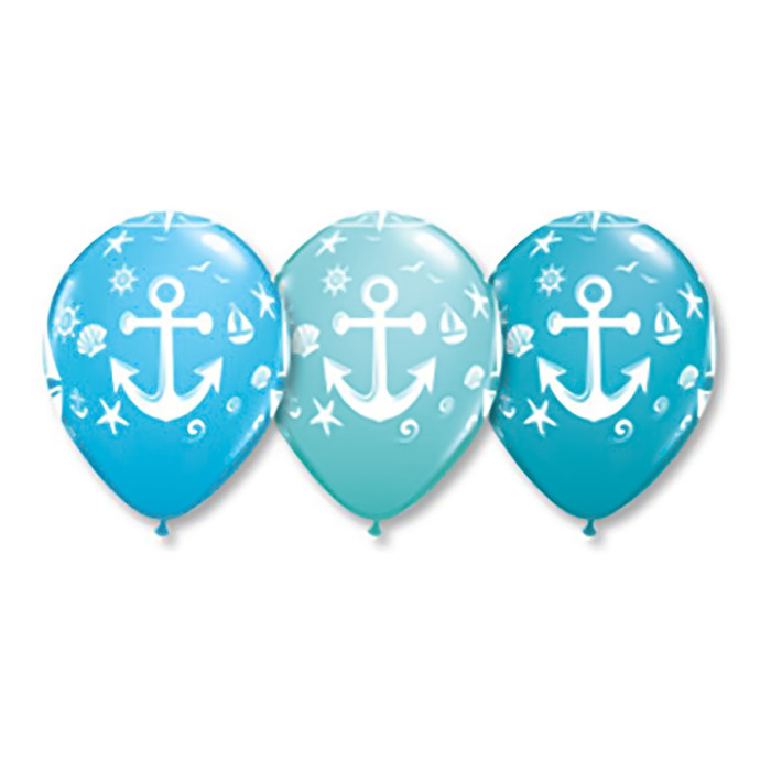 Шар латексный 11" "Якорь парусник", 25 шт., МИКС Q