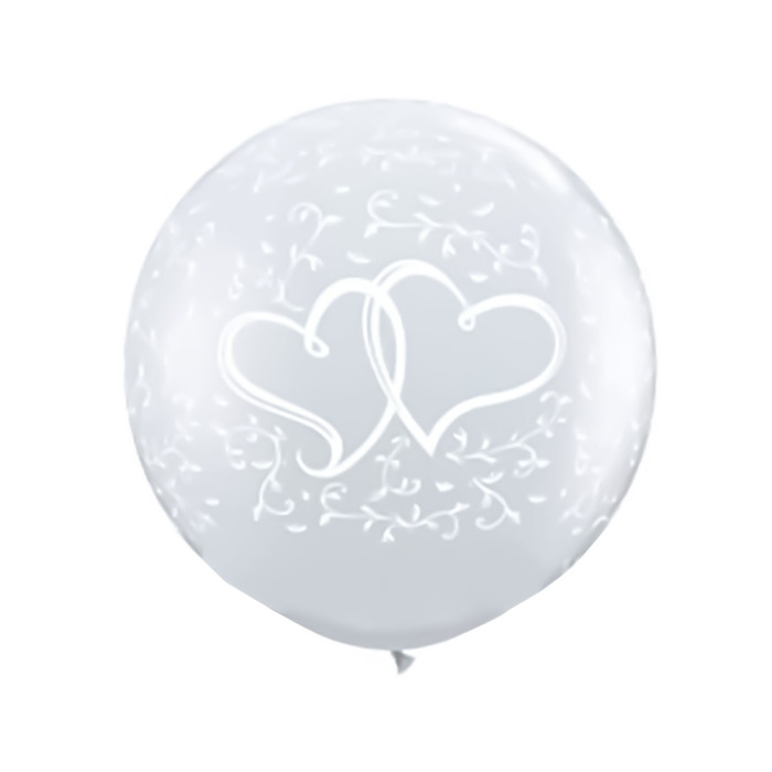 Шар латексный 36" "Сердца переплетенные", прозрачный Q