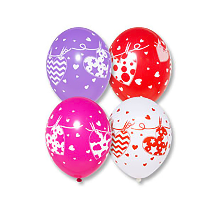 Шар латекс 14" "Сердца на прищепках" 25 шт. МИКС BB