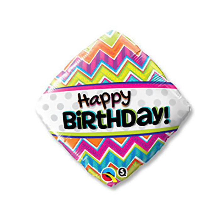 Шар фольгированный 18" "С днем рождения", ромб, шеврон Q