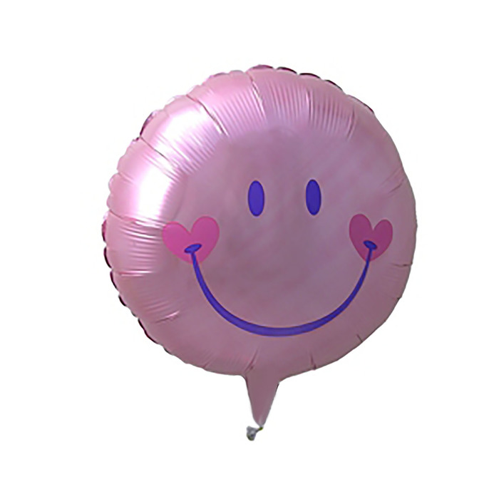 Шар фольгированный 18" "Улыбка с сердечками" розовый Q