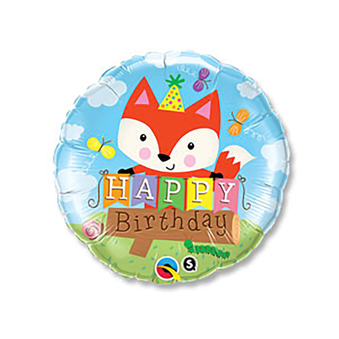 Шар фольгированный 18" "С днем рождения" лисенок Q